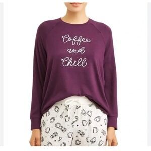 Secret Treasures Coffe and Chill Purple Sweatshirt Size Small